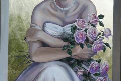 Diana con vanitas 2017 olio su tela e foglia d'oro 80x120