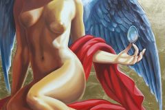 Leda 2020 olio su tela e foglia d'oro 80x120
